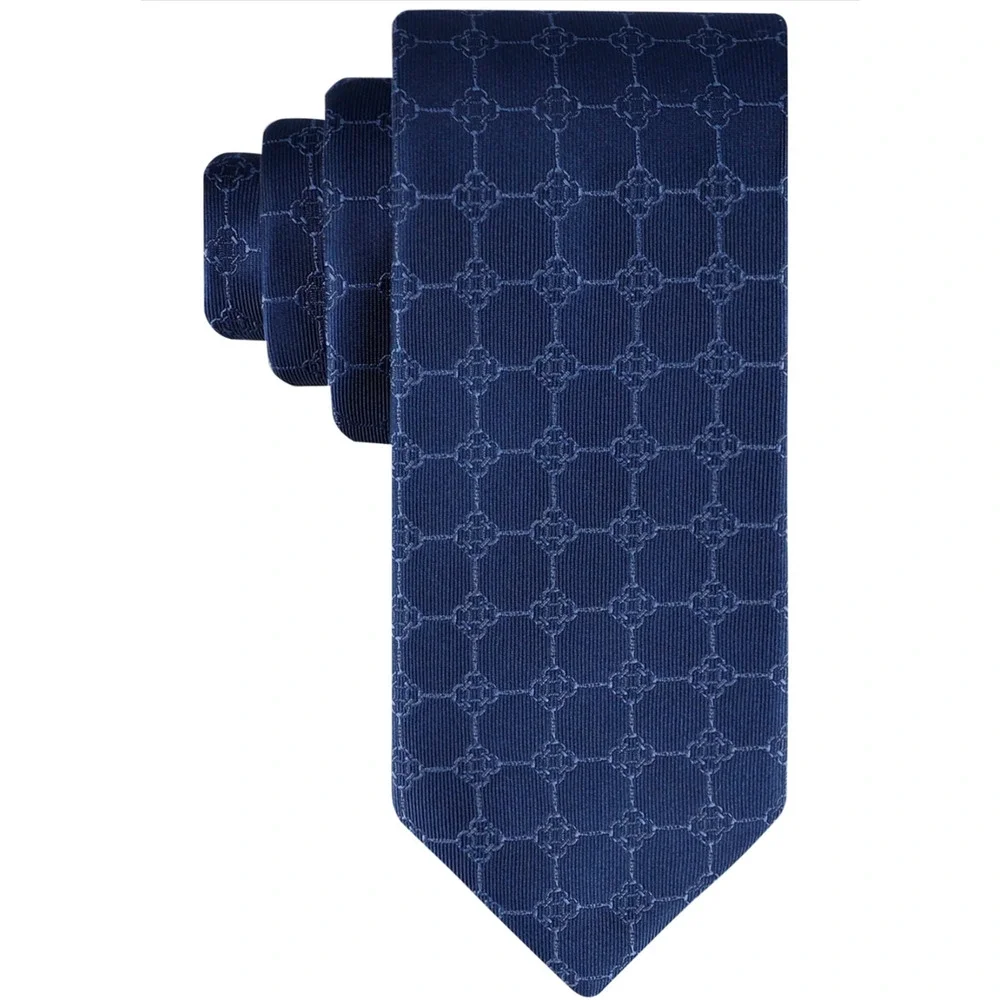 Tommy Hilfiger Men Derby Grid Tie Navy